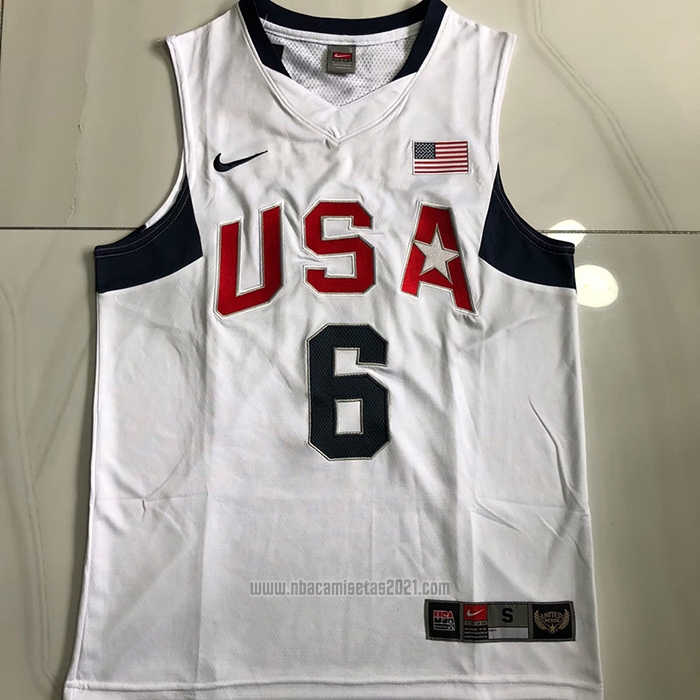 Camiseta USA 2008 LeBron James #6 Blanco